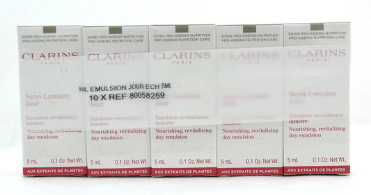 Clarins Nutri Lumiere Day Emulsion 5 ml./ 0.1 oz. Sample Lot of 10 New