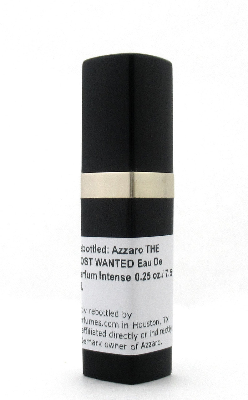 Rebottled: Azzaro THE MOST WANTED Eau De Parfum Intense Refillable Spray 0.25 oz./ 7.5 ml.