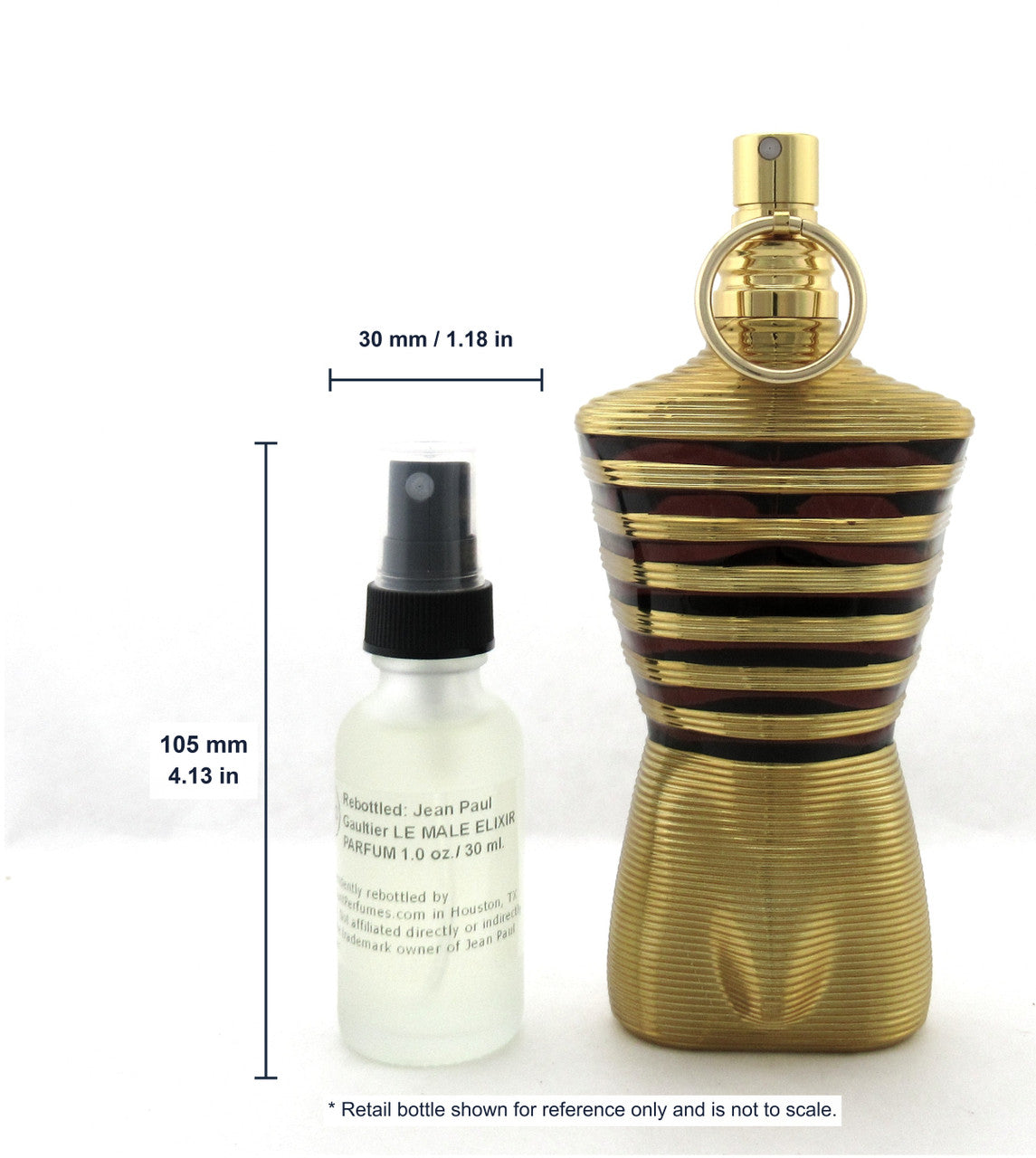 Travel Spray: Jean Paul Gaultier Le Male ELIXIR Parfum Refillable Spray 1.0 oz./ 30 ml. NO BOX