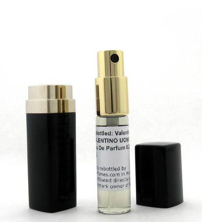 Rebottled: Valentino Uomo Intense Eau de Parfum Refillable Spray 0.25 oz./ 7.5 ml.