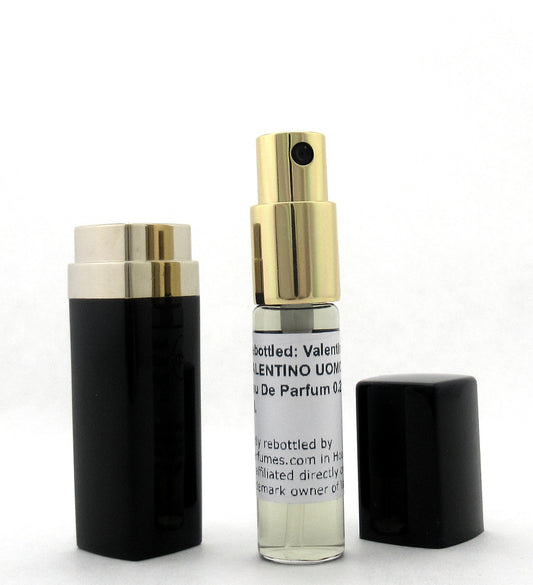 Rebottled: Valentino Uomo Intense Eau de Parfum Refillable Spray 0.25 oz./ 7.5 ml.