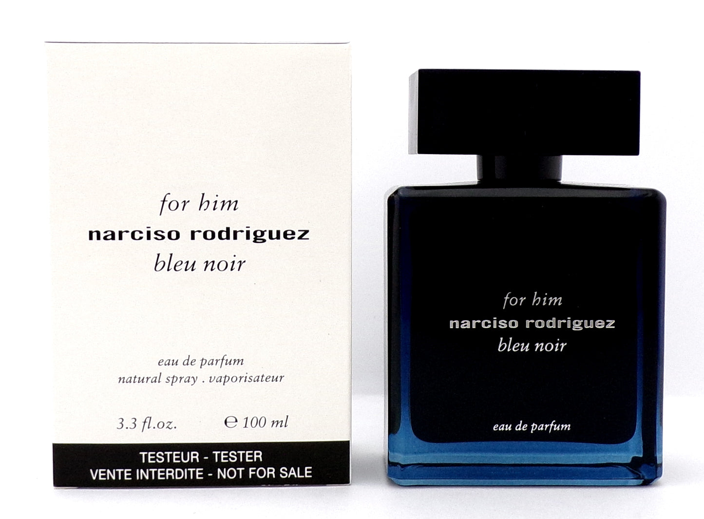 Narciso Rodriguez for Him Bleu Noir 3.3 oz. EDP Spray. New Tester w/Cap.