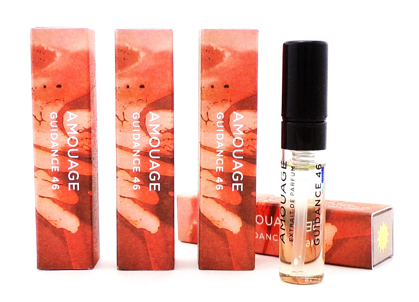 Amouage GUIDANCE 46 Extrait de Parfum 0.06 oz. Sample Spray LOT OF 4 Vials Brand New