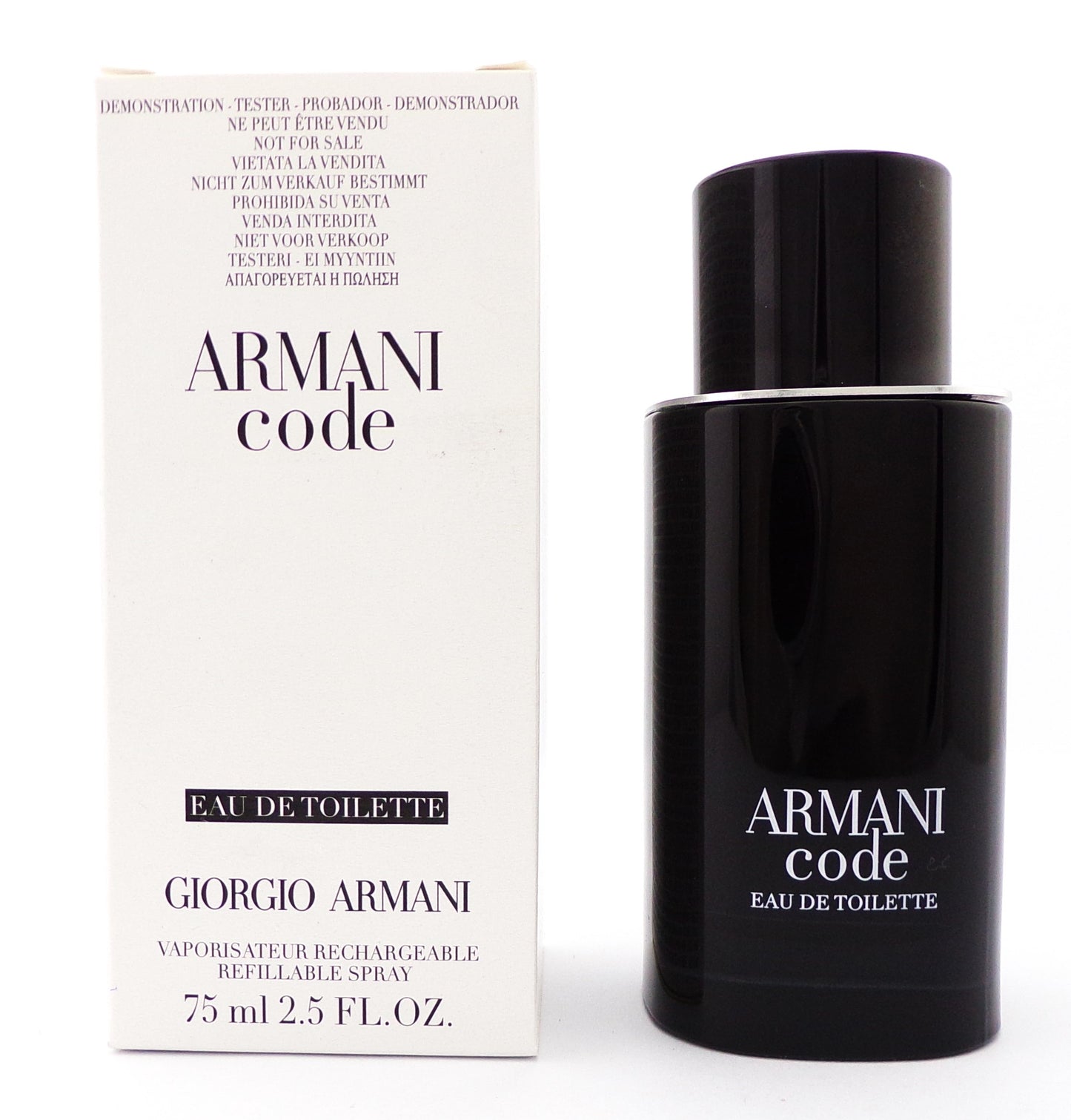 Armani Code by Giorgio Armani 2.5 oz Eau de Toilette Refillable Spray for Men. New Tester w/Cap