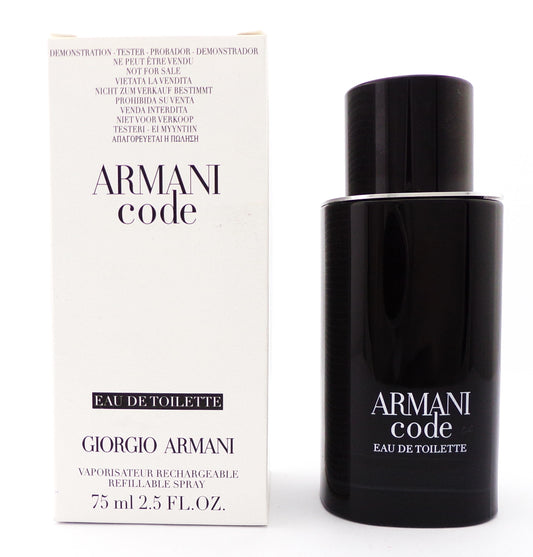 Armani Code by Giorgio Armani 2.5 oz Eau de Toilette Refillable Spray for Men. New Tester w/Cap