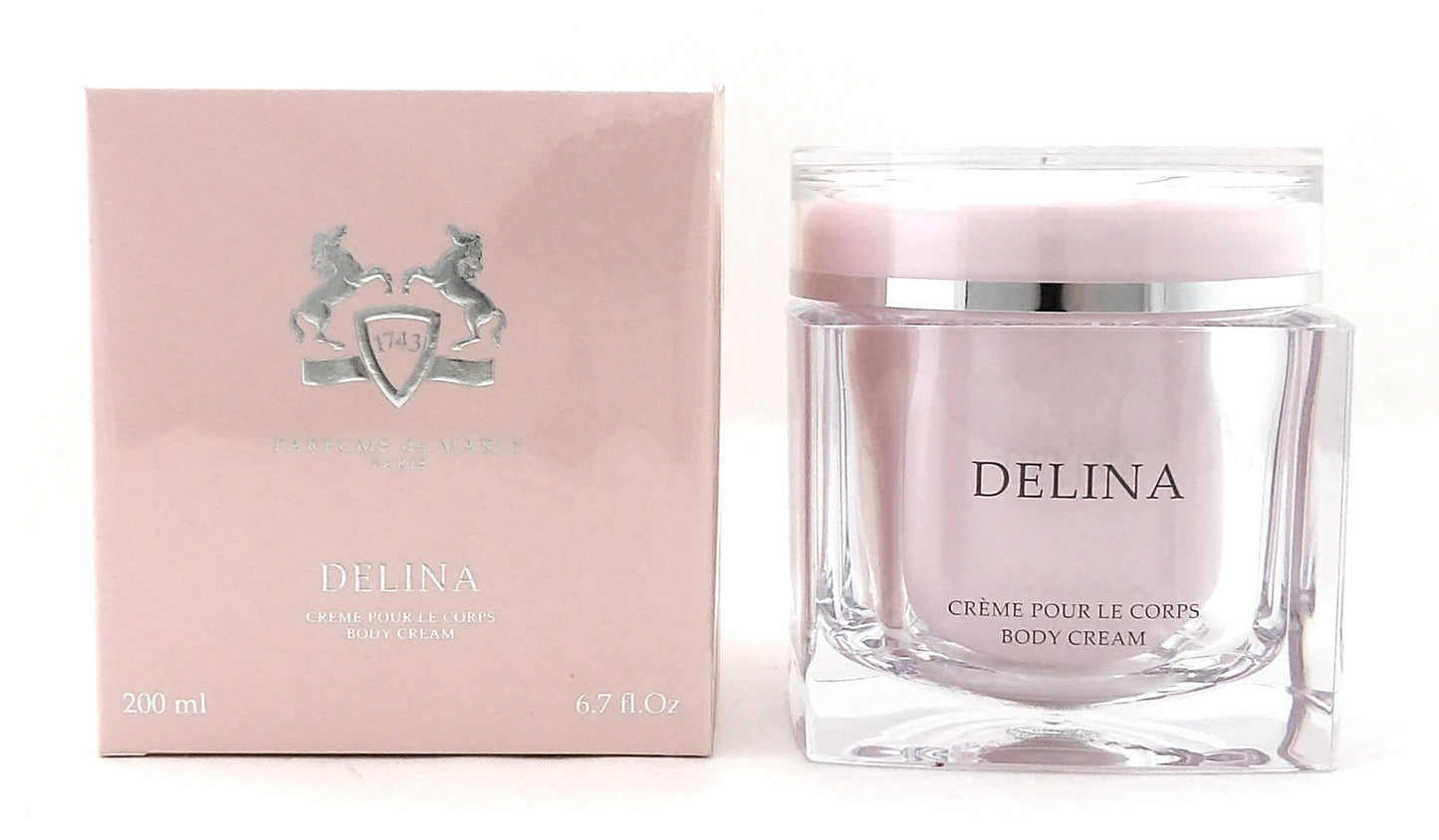 Delina by Parfums de Marly 6.7 oz./ 200 ml. Refillable Body Cream for Women. New in Sealed Box