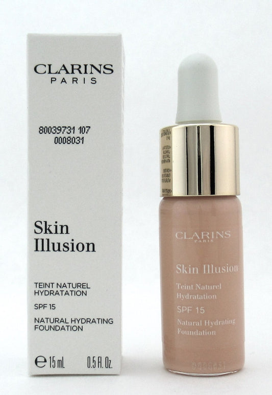 Clarins Skin Illusion Natural Hydrating Foundation SPF 15 # 107 Beige 0.5 oz. New Tester