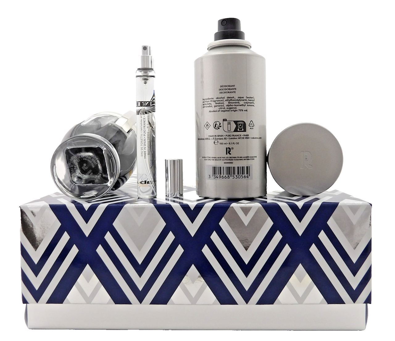 Invictus by Rabanne 3.4 oz & 10 ml EDT Spray + 5.1 oz Deo Spray. New Men's SET