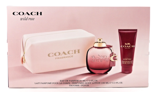 Coach WILD ROSE by Coach 3.0oz EDP Spray+ 3.3oz B/Lotion+ Pouch. New Women's SET