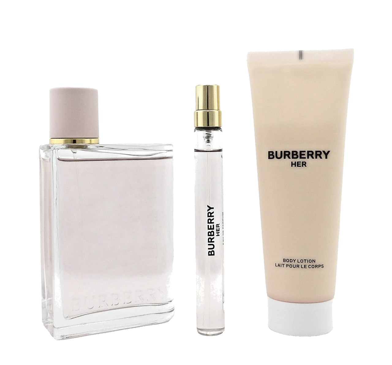 Burberry HER by Burberry 3.3oz & 10ml Eau de Parfum Spray+2.5oz B/Lotion New Set