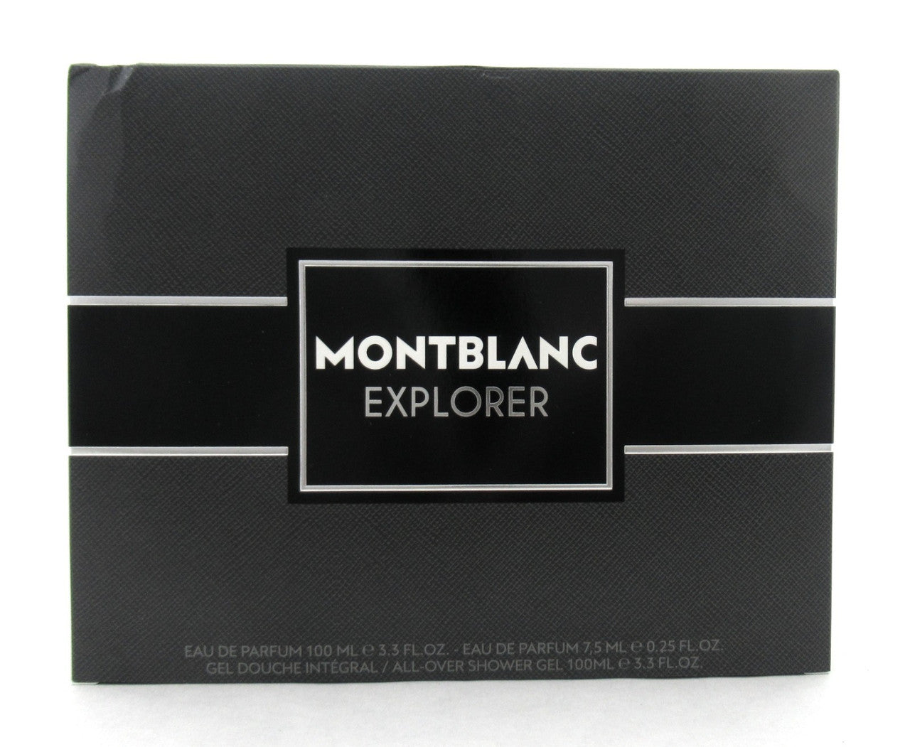 Mont Blanc Explorer 3.3 oz & 7.5 ml EDP Spray +3.3 oz Shower Gel New Damaged Box