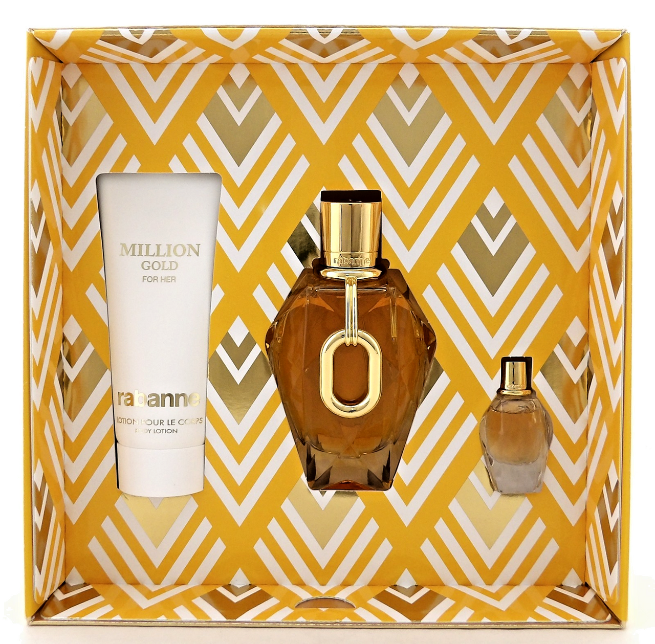 Million GOLD for Her by Rabanne 3.0 oz & 5 ml EDP + 3.4 oz Body Lotion. New SET