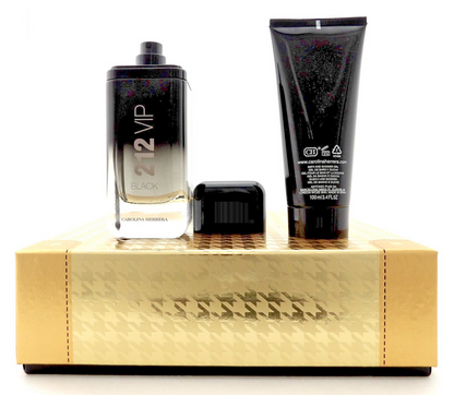 212 VIP BLACK by Carolina Herrera 3.4oz EDP Spray+3.4oz Shower Gel New Men's SET