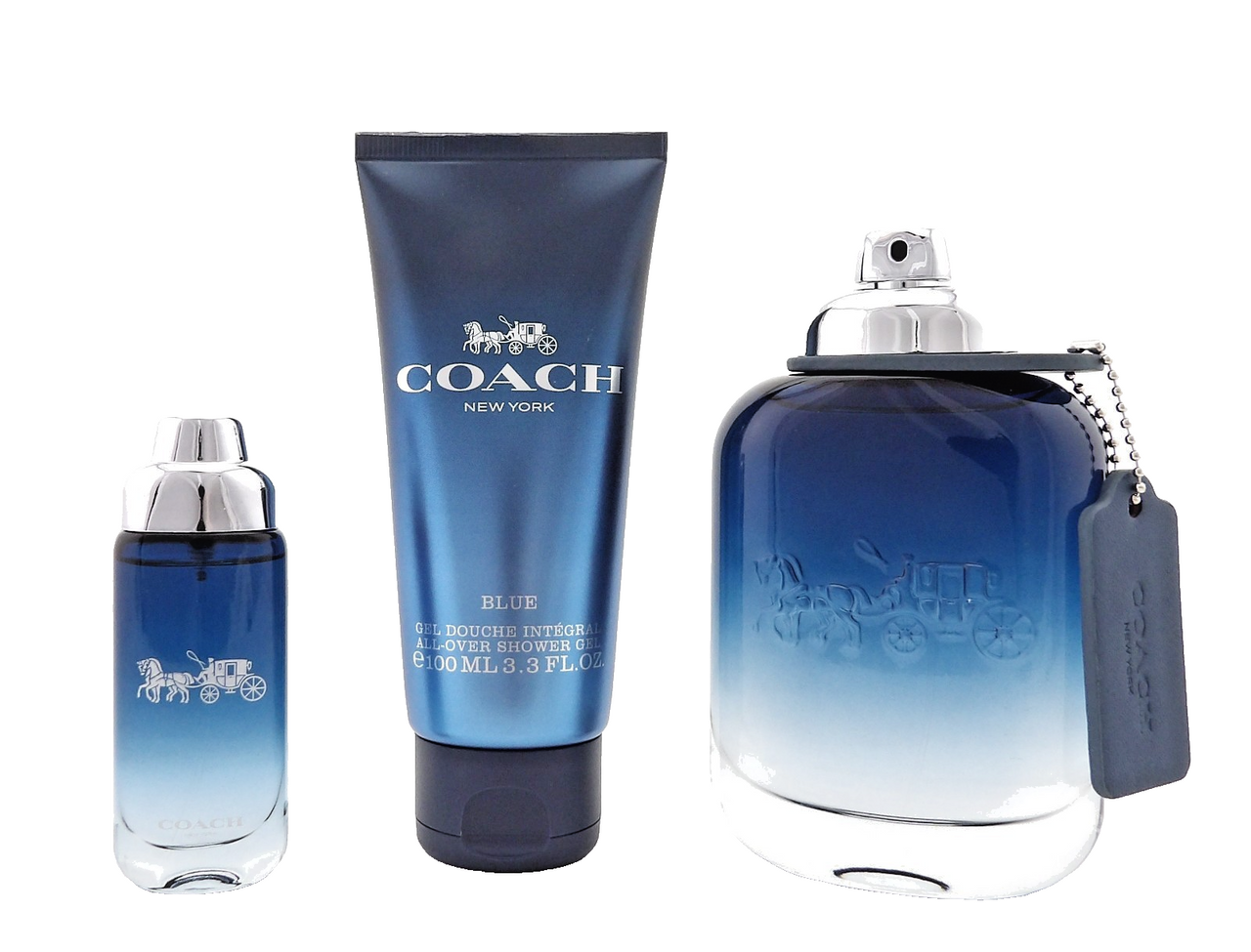 COACH BLUE 3.3oz & 0.5oz Eau de Toilette Spray + 3.3 oz Shower Gel New Men's SET