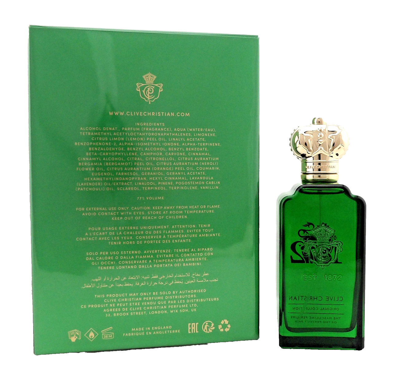 Clive Christian 1872 Masculine 3.4 oz. Perfume Spray for Men. New in Sealed Box