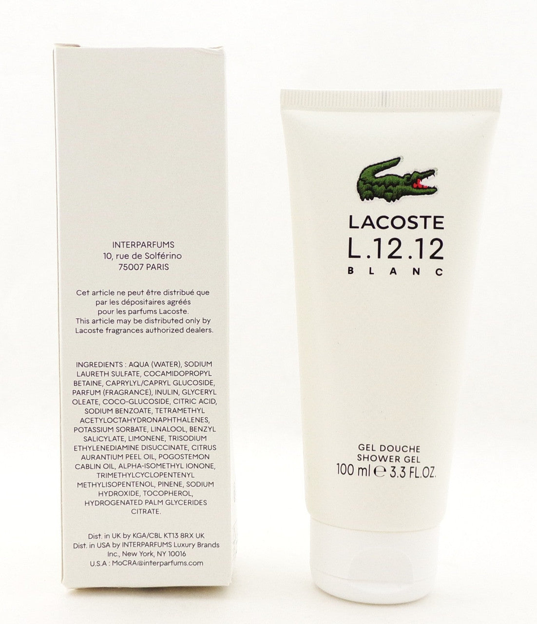 Lacoste L.12.12 BLANC 3.3 oz. Shower Gel for Men. New Damaged Box