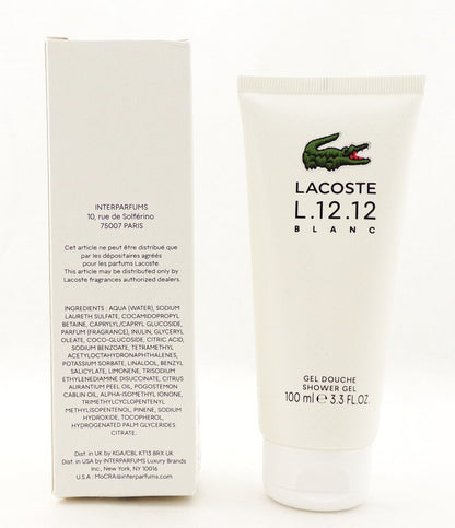 Lacoste L.12.12 BLANC 3.3 oz. Shower Gel for Men. New Damaged Box
