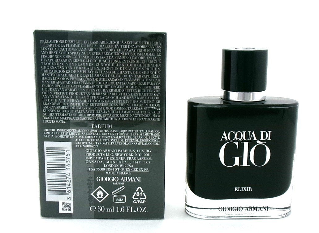Acqua Di Gio ELIXIR 1.6 oz. PARFUM Spray Slightly Damaged Sealed Box New