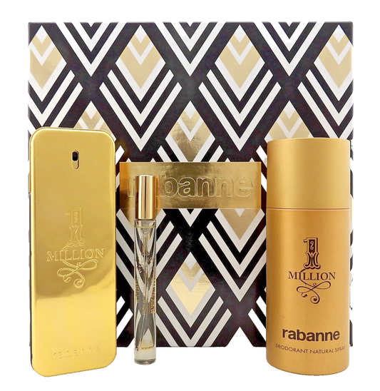 1 Million by Rabanne 3.4 oz & 0.34 oz EDT Spray+ 5.1 oz Deo Spray New Men's SET