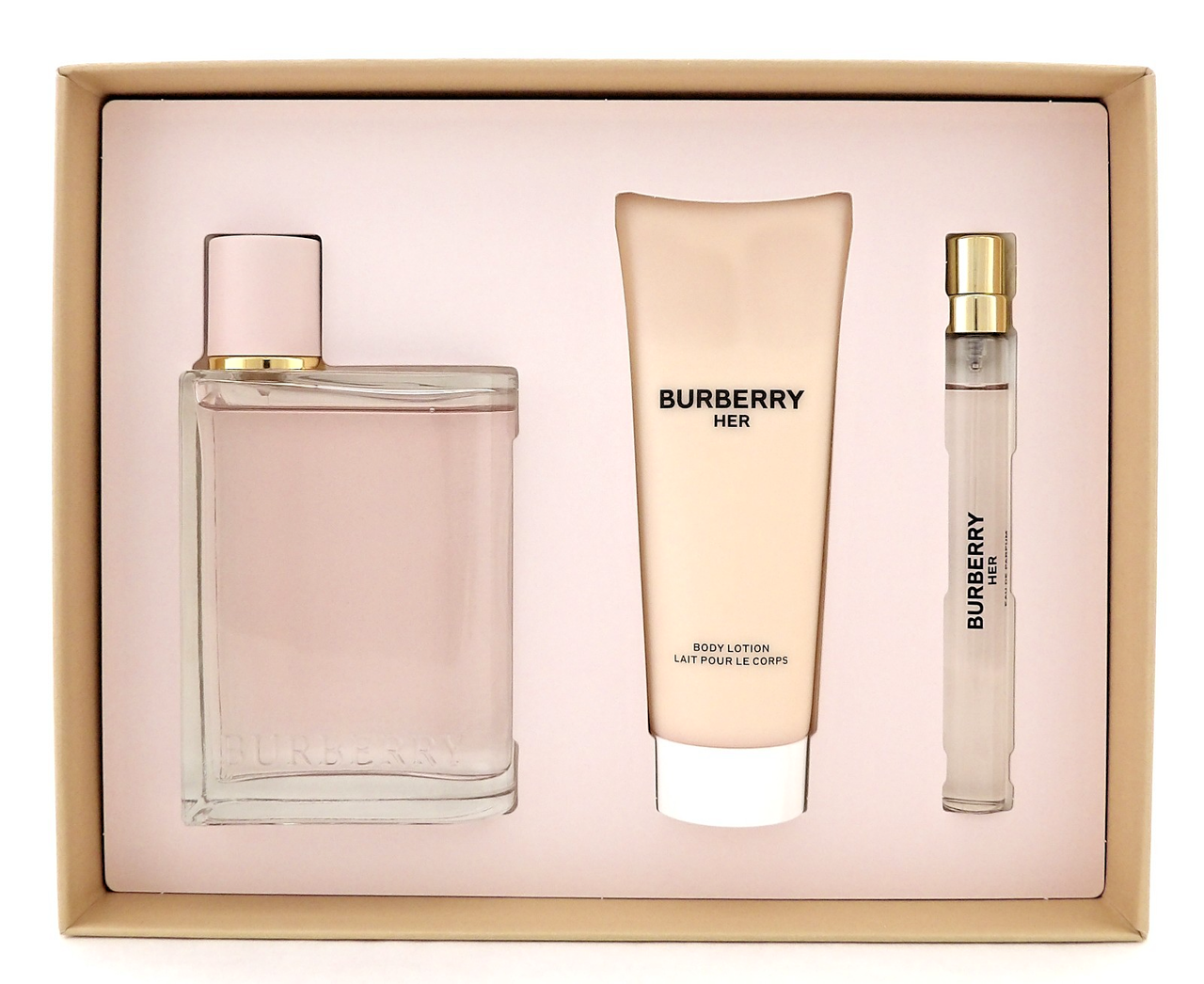 Burberry HER by Burberry 3.3oz & 10ml Eau de Parfum Spray+2.5oz B/Lotion New Set