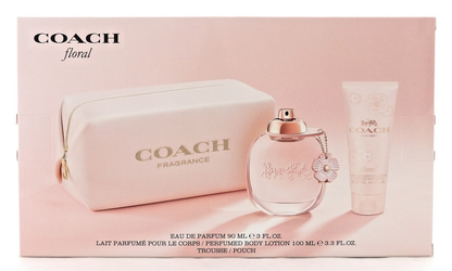 Coach Floral 3.0oz EDP Spray + 3.3oz Body Lotion + Cosmetic Bag. New Women's SET