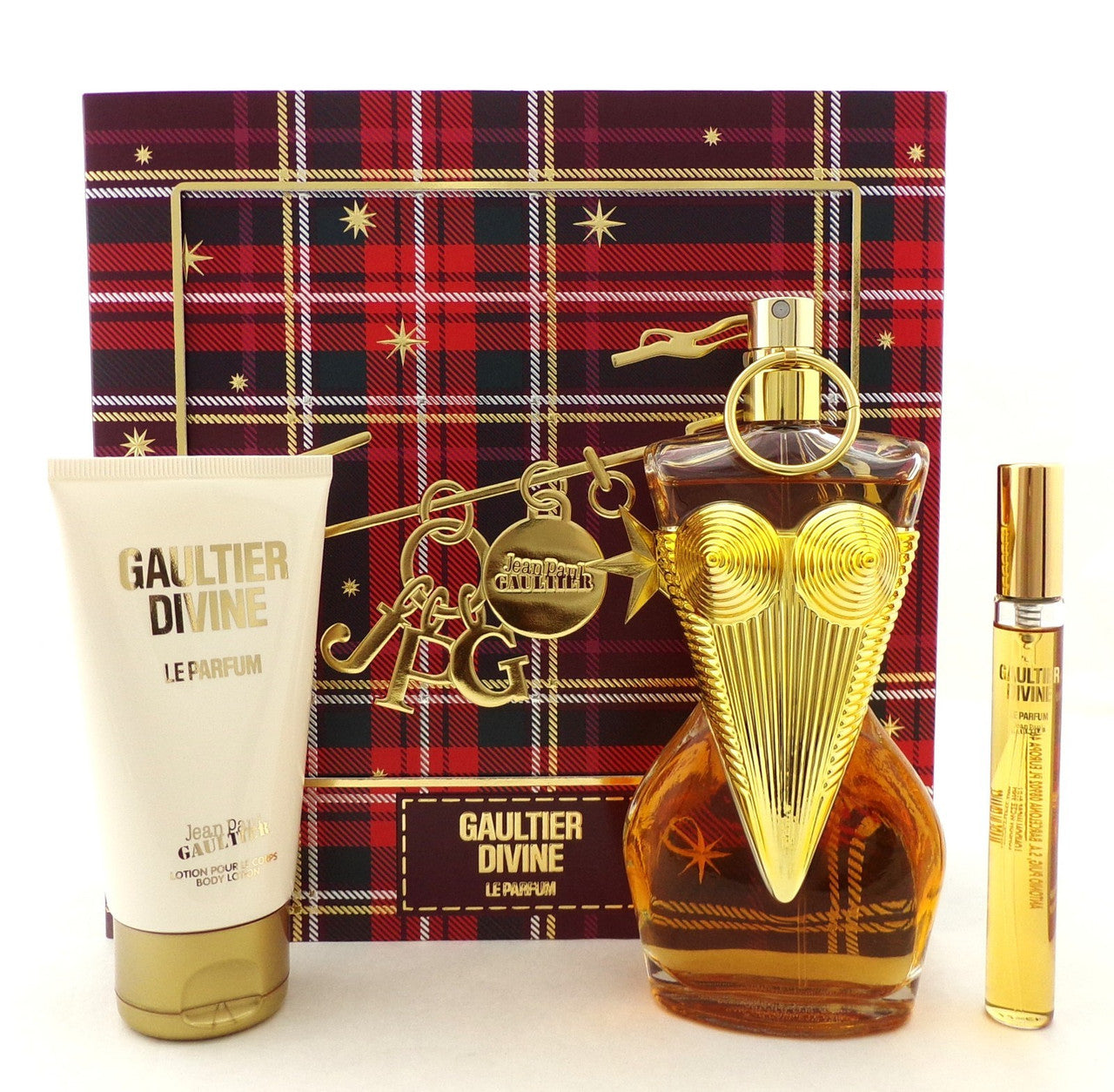 GAULTIER DIVINE Jean Paul Gaultier 3pc Set 3.4 & 0.34 EDP Intense + B/Lotion New