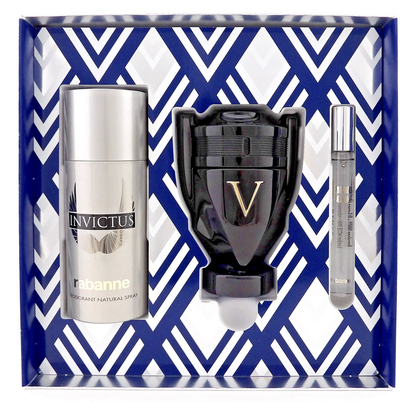 Invictus Victory ELIXIR by Rabanne 3.4oz Parfum&10ml EDT+5.1oz Deo Spray New SET