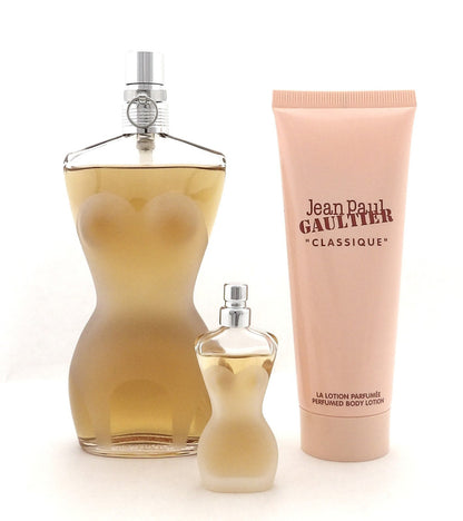 Jean Paul Gaultier CLASSIQUE 3.4 oz & 6 ml EDT + 2.5 oz B/Lotion. New Women' SET