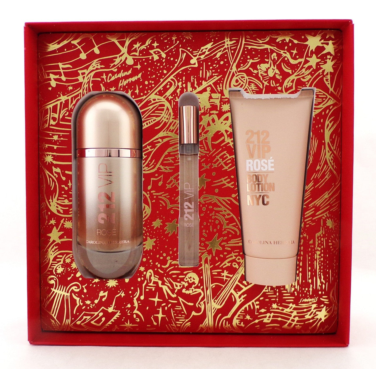 212 VIP ROSE by Carolina Herrera 2.7 & 0.34 EDP Spray + 3.4 Body Lotion. New SET