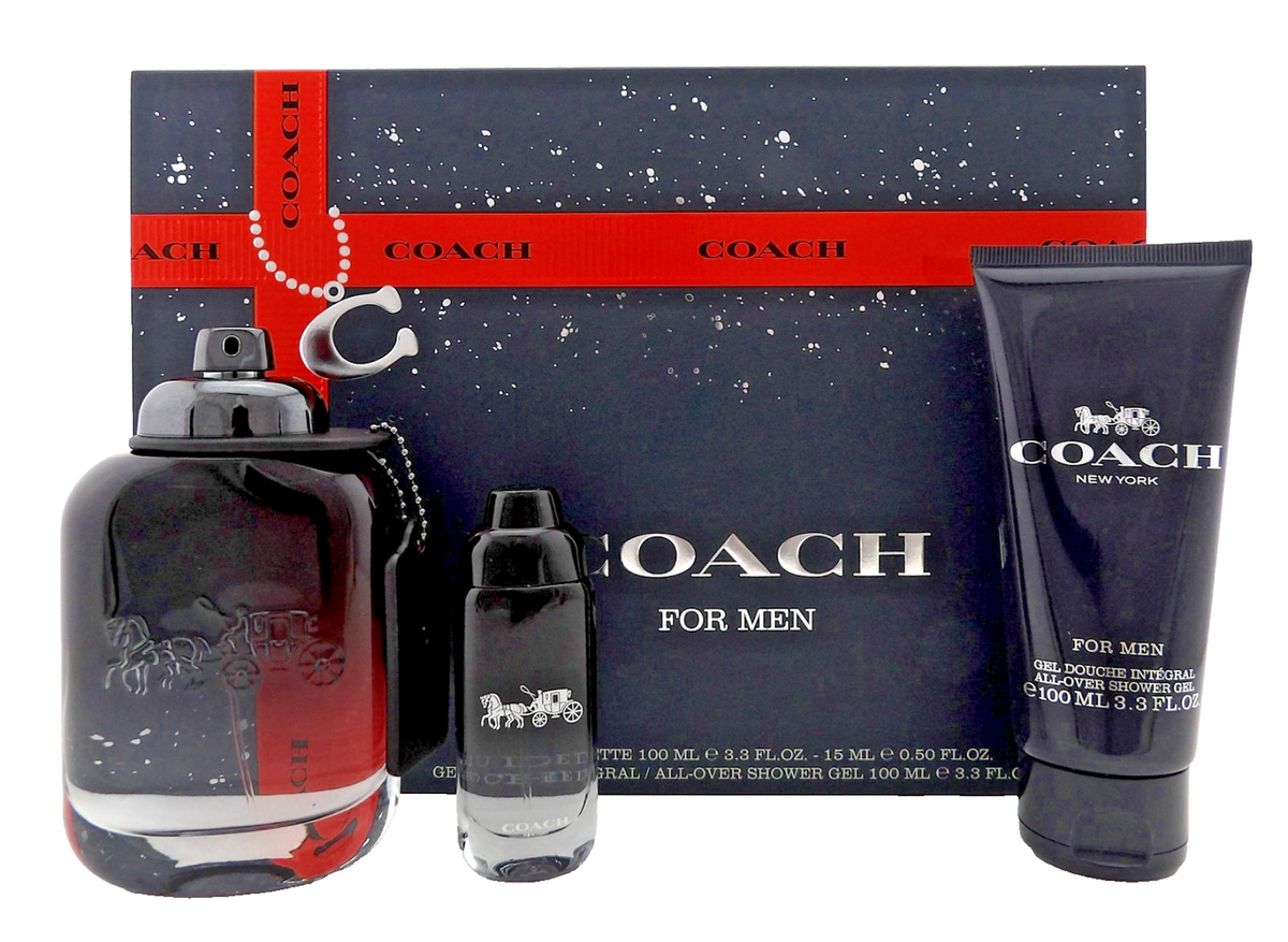 Coach New York Men 3.3 oz. &  15 ml. EDT Spray + 3.3 oz. Shower Gel. New Set