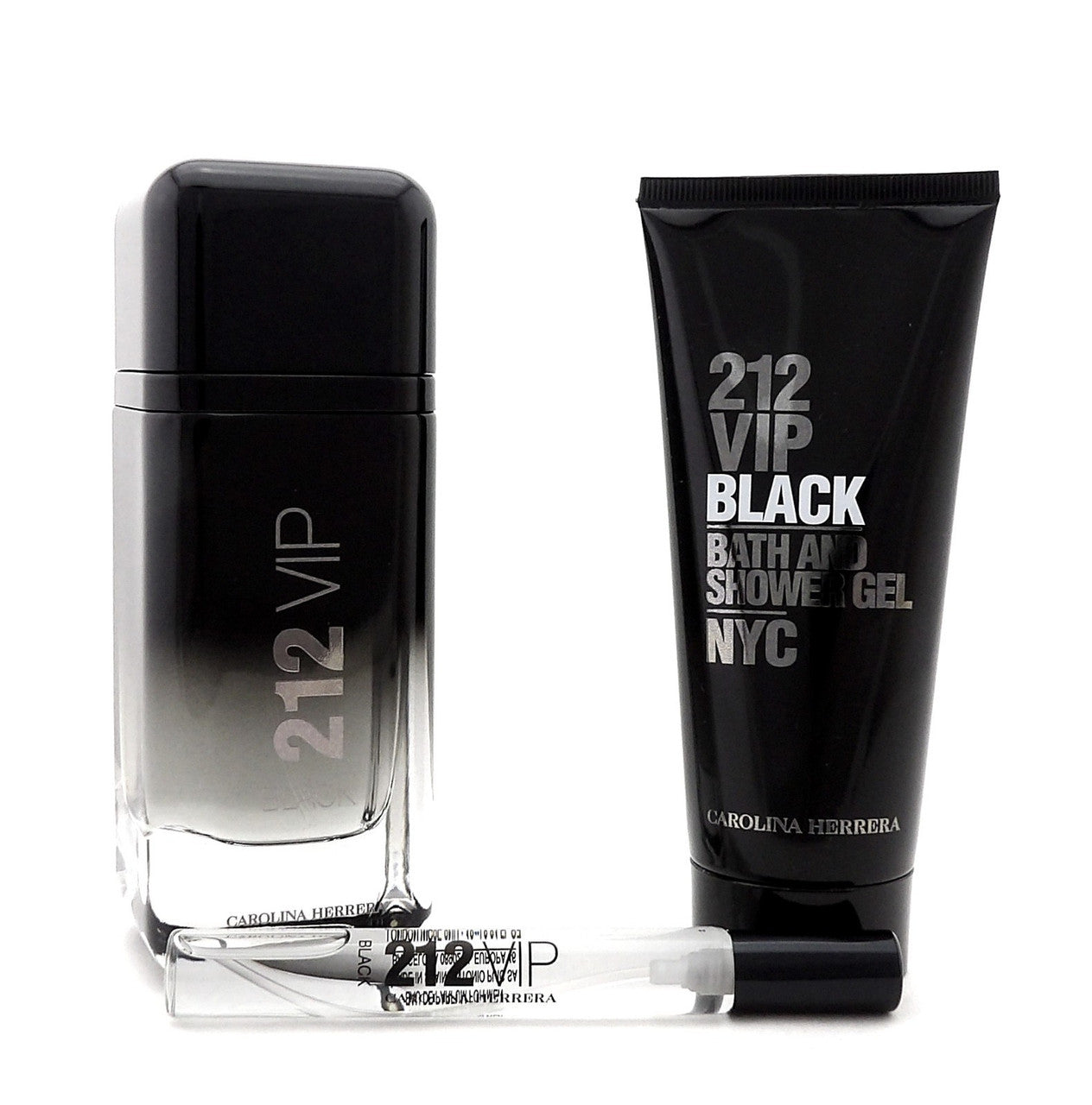 212 VIP BLACK Carolina Herrera 3.4oz &0.34oz EDP Spray+3.4oz S/Gel New Men's Set