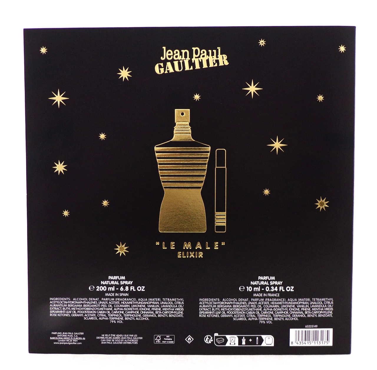 Jean Paul Gaultier LE MALE Elixir 2 Pcs Set: 6.8 oz. & 0.34 oz. Parfum Spray New