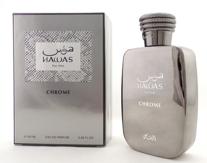 HAWAS for Him CHROME by Rasasi 3.38 oz. Eau de Parfum Spray for Men. Brand New