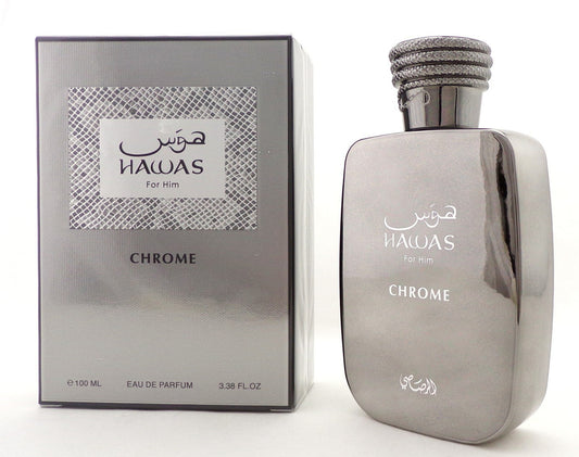 HAWAS for Him CHROME by Rasasi 3.38 oz. Eau de Parfum Spray for Men. Brand New