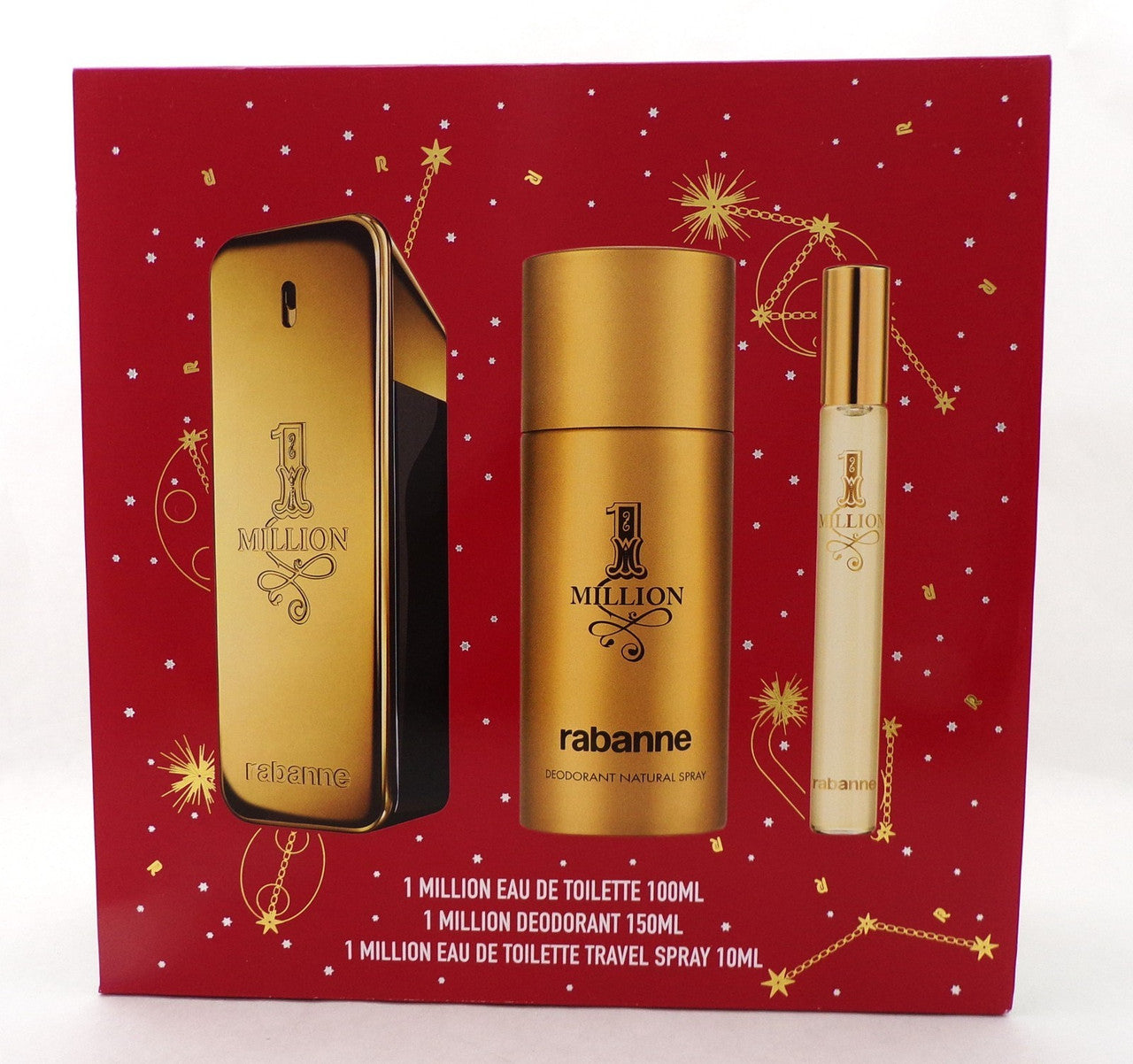 1 Million by Paco Rabanne 3 Pcs Set for Men 3.4 & 0.34 EDT Spray + 5.1 Deo Spray