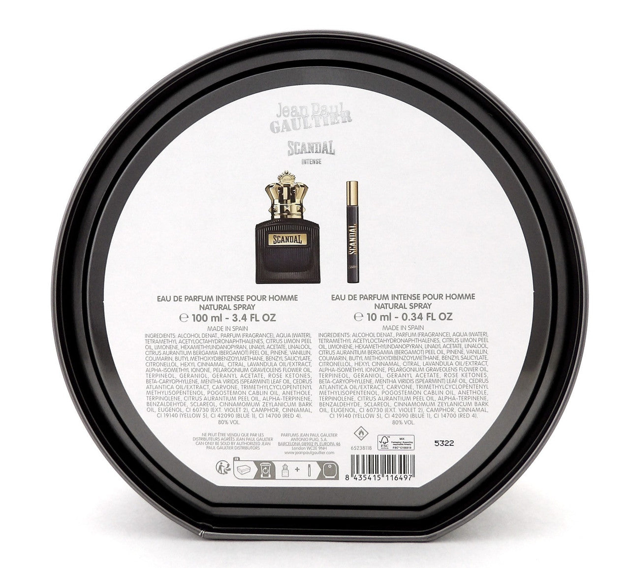 Jean Paul Gaultier Scandal INTENSE 3.4oz+0.34oz EDP Intense Spray. New Men's Set