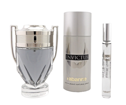 Invictus by Rabanne 3.4 oz & 10 ml EDT Spray + 5.1 oz Deo Spray. New Men's SET