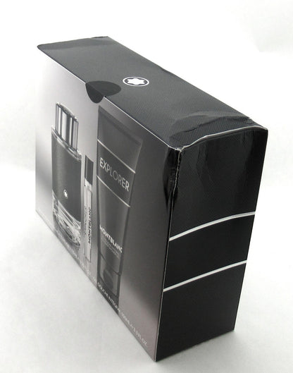 Mont Blanc Explorer 3.3 oz & 7.5 ml EDP Spray +3.3 oz Shower Gel New Damaged Box