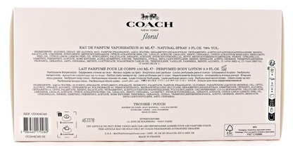 Coach Floral 3.0oz EDP Spray + 3.3oz Body Lotion + Cosmetic Bag. New Women's SET