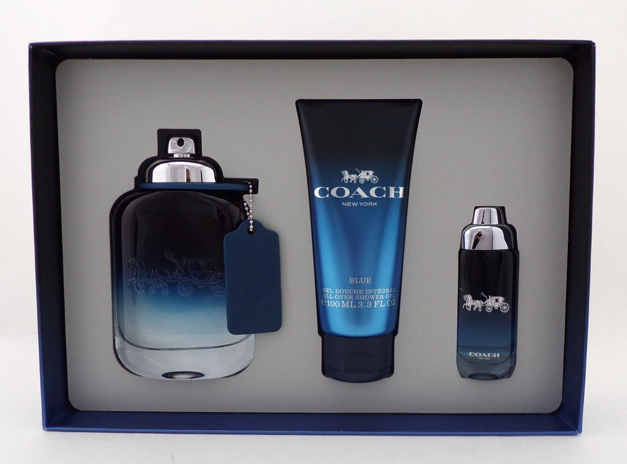 COACH BLUE 3.3 oz. & 0.5oz. Eau de Toilette Spray +3.3 oz. S/Gel New SET for Men