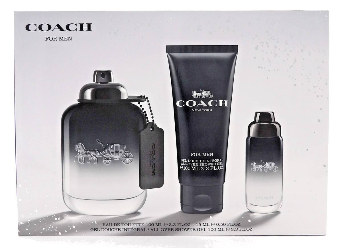 Coach New York Men 3.3 oz. &  15 ml. EDT Spray + 3.3 oz. Shower Gel. New Set