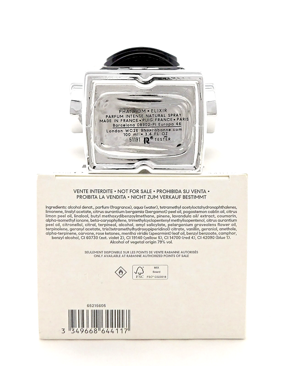 Phantom ELIXIR by Rabanne 3.4 oz/ 100 ml Parfum Intense Spray for Men New Tester