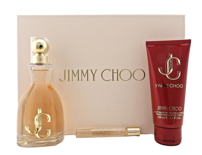 Jimmy Choo I WANT CHOO 3.3oz & 0.25oz EDP Spray+ 3.3oz B/Lotion. New Women's SET