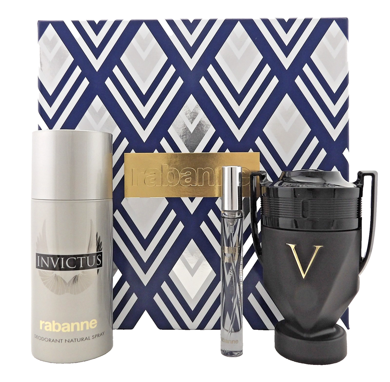 Rabanne Invictus Victory ABSOLU 3.4oz Parfum Intense 3Pcs Men's Set. DAMAGED Box