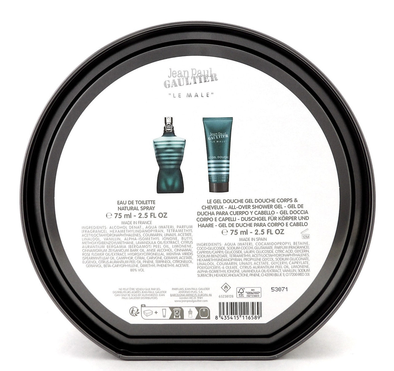 Jean Paul Gaultier LE MALE 2.5 oz. EDT Spray + 2.5 oz. Shower Gel. New Men's SET