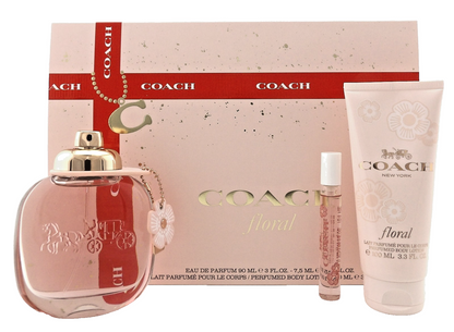 Coach FLORAL 3.0oz & 0.25oz Eau de Parfum Spray+3.3 oz B/Lotion. New Women's Set