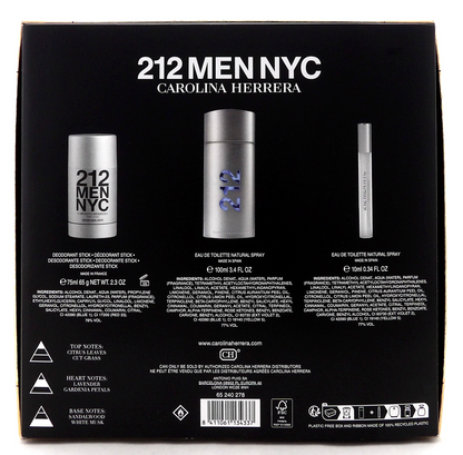 212 MEN NYC by Carolina Herrera 3.4 oz&10 ml EDT Spray+ 2.3 oz Deo Stick New SET