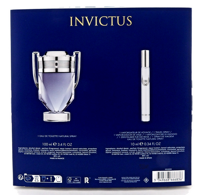 Invictus by Rabanne 3.4 oz + 10 ml Eau de Toilette Spray. New SET for Men