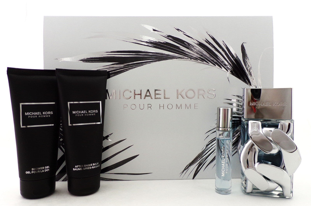 Michael Kors POUR HOMME 4 Pcs Set for Men 3.4 oz. EDP Spray+Travel+Balm+S/Gel