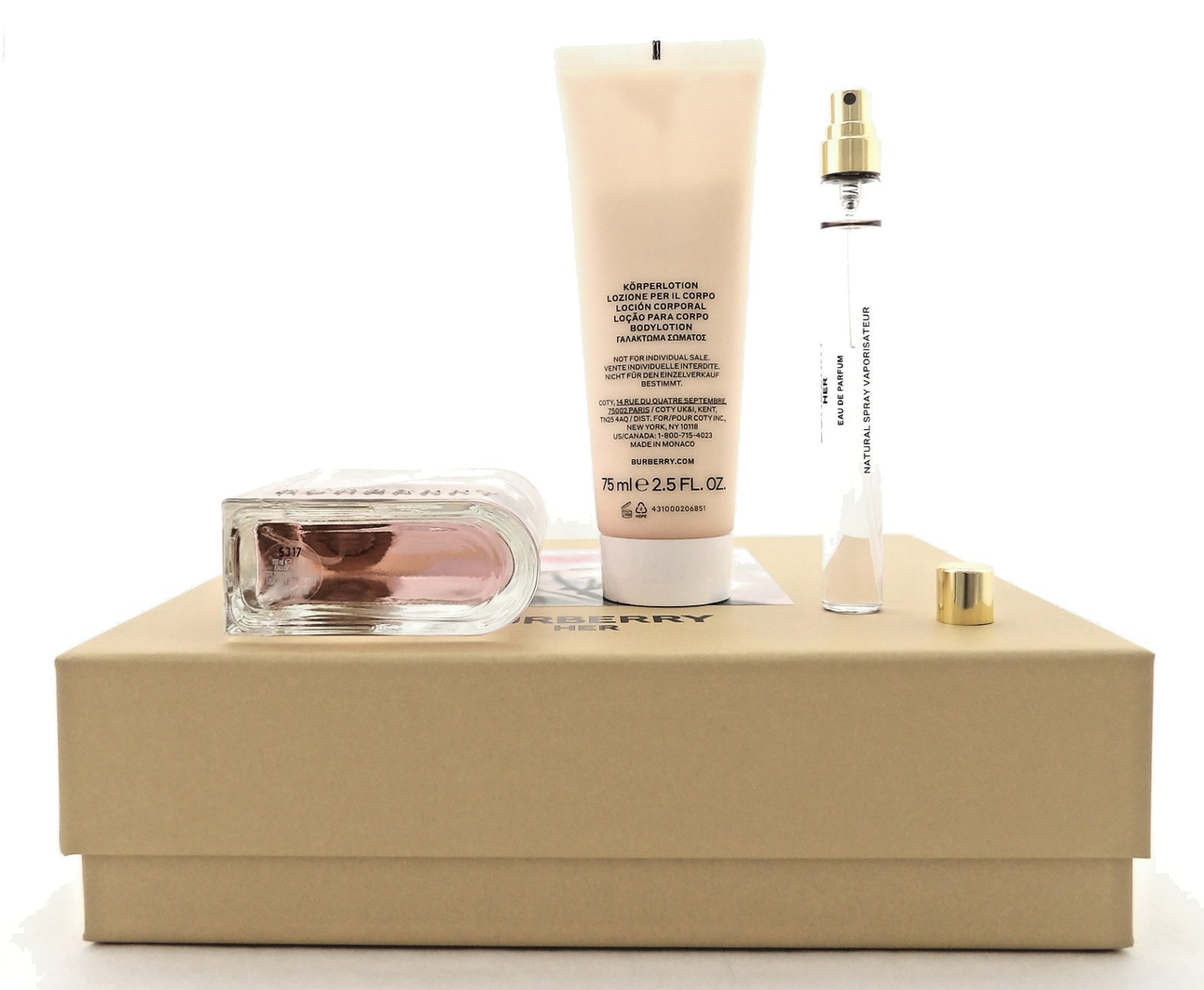 Burberry HER by Burberry 3.3oz & 10ml Eau de Parfum Spray+2.5oz B/Lotion New Set